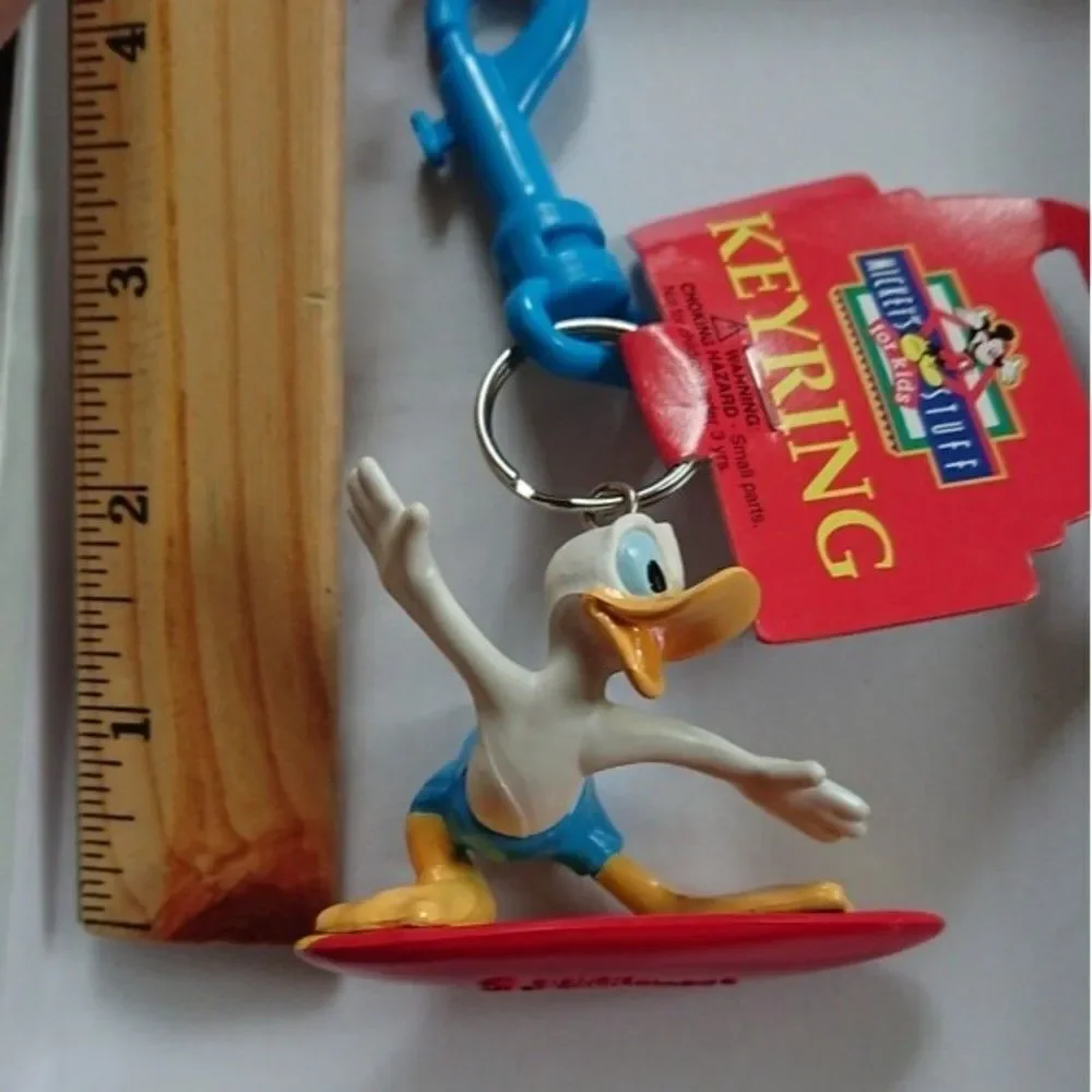 New vintage Donald Duck surfboard keychain with clip